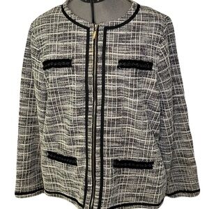 Women's Black and White Plaid Jacket